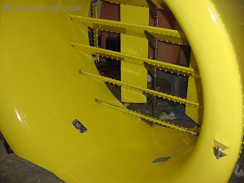 Restoring an old Tiger 12 hovercraft to a fully working state - The finished paint job on the duct and fin ().